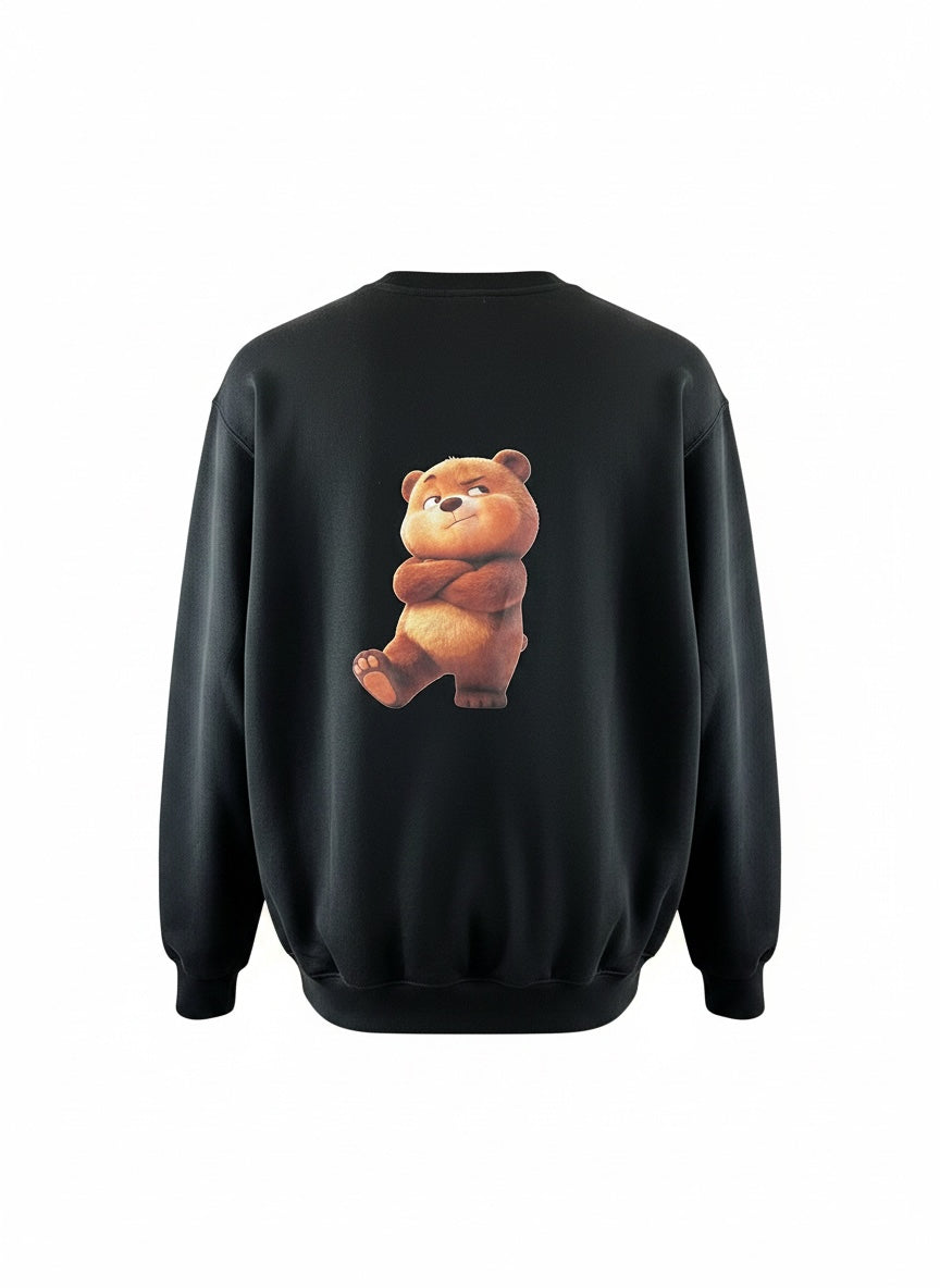 Sweatshirt mit Cartoon Bär und Pfotenabdrücke