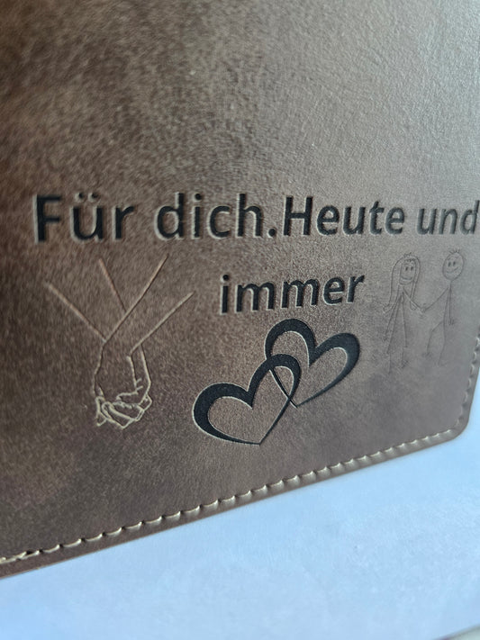 Personalisierte- Kunstleder-Geldbörse mit Lasergravur