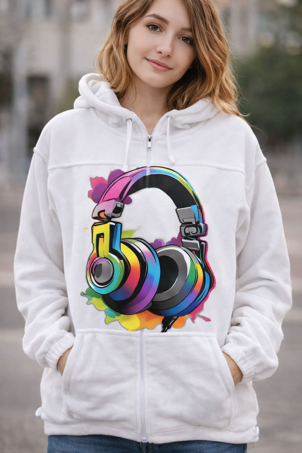 Personalisierter Hoodie mit Reißverschluss – Musik-Design (inkl. Design