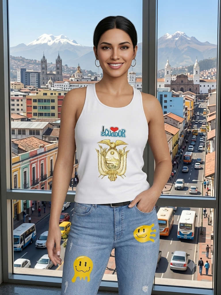 Damen Tank Top „I ❤️ Ecuador“ – Personalisiertes Sommer-Shirt mit Ecuador  Zeige deine Liebe zu Ecuador mit Stil und Eleganz.  Dieses moderne Damen-Tanktop mit dem Motiv „I ❤️ Ecuador“ und dem ecuadorianischen Wappen ist perfekt für den Sommer.