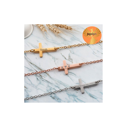 Personalisierbare Halskette mit Kreuz – Lasergravur