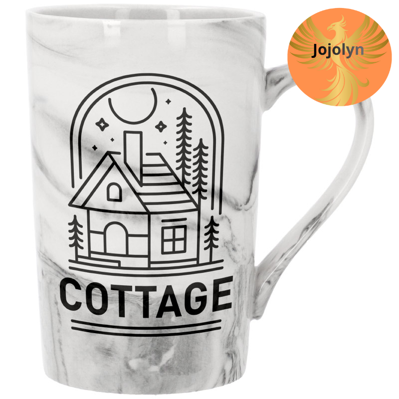 Konische Tasse mit Marmoroptik, sublimierbar, 13 oz