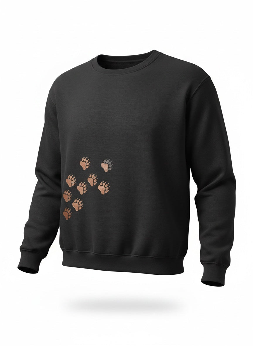 Sweatshirt mit Cartoon Bär und Pfotenabdrücke
