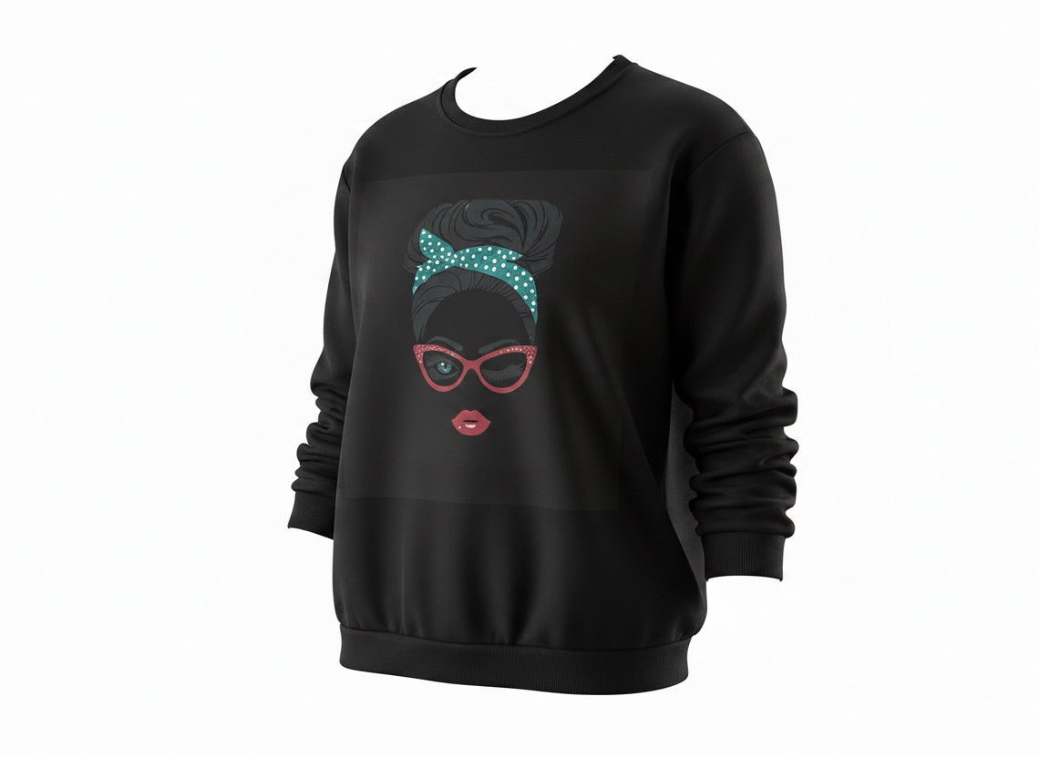 Sweatshirt mit fashion girl motiv und Glitzersteine