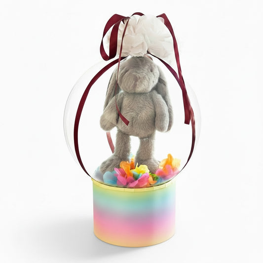 Ballon mit Kuscheltier – Geschenkbox & Wunschtext inklusive