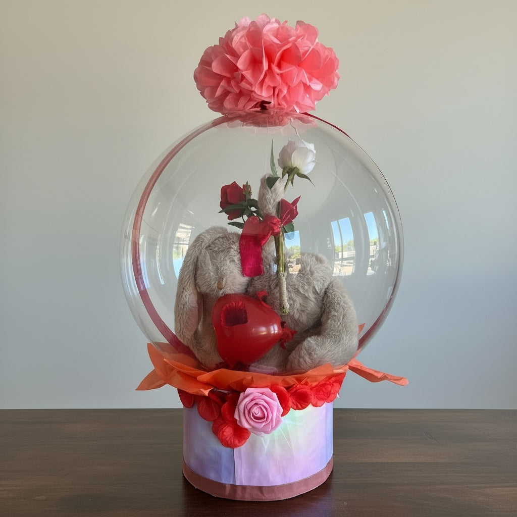 Ballon mit Plüschtier – Geschenkbox & Wunschtext inklusive