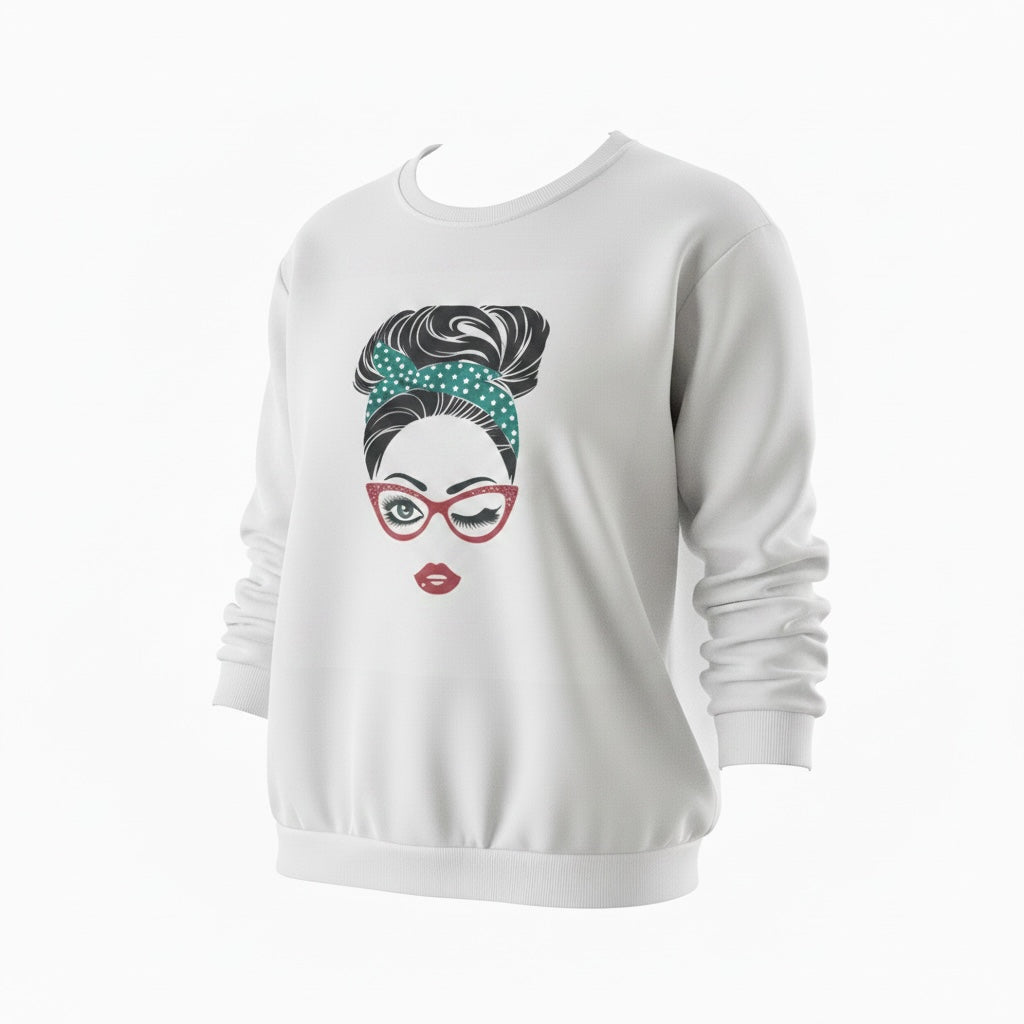 Sweatshirt mit fashion girl motiv und Glitzersteine