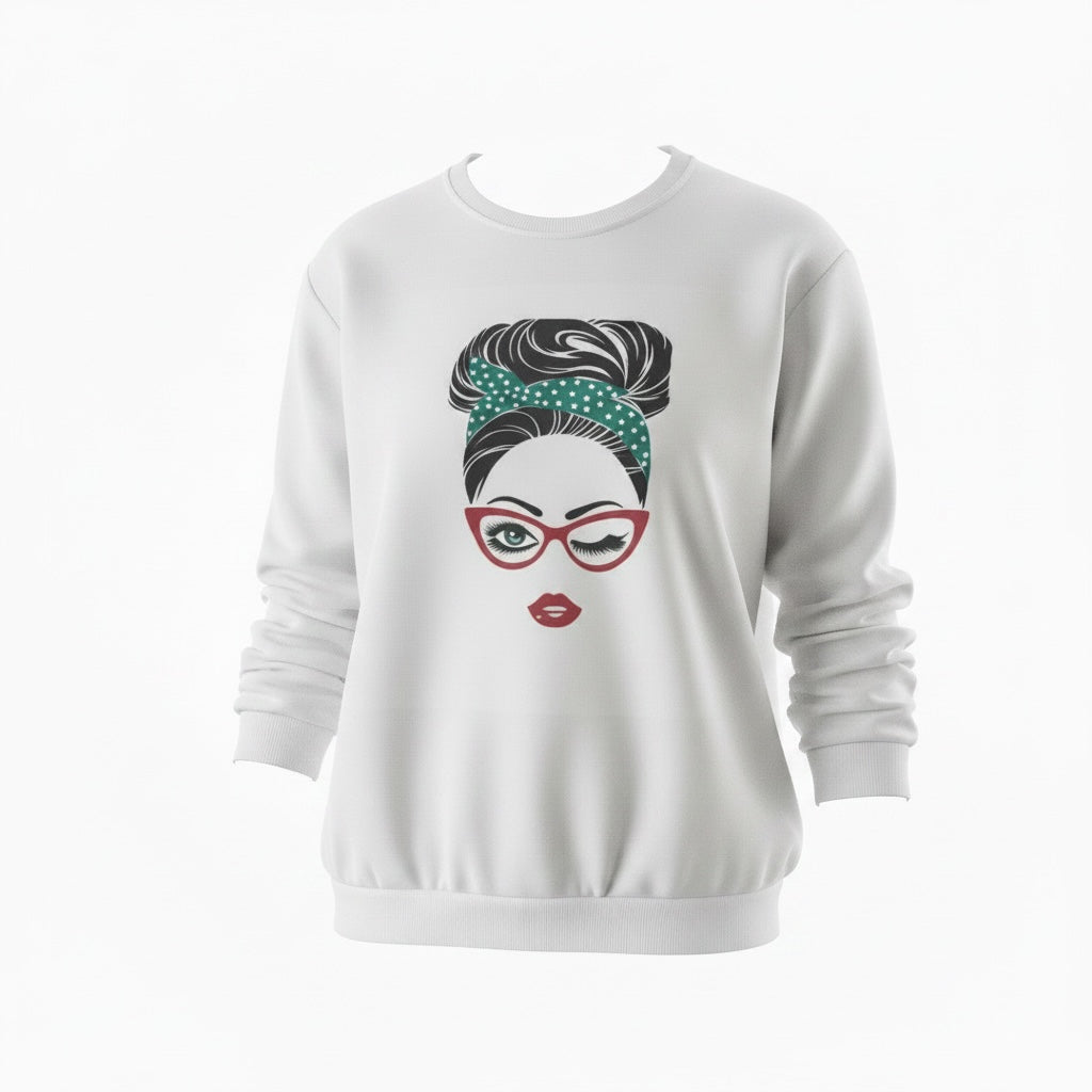 Sweatshirt mit fashion girl motiv und Glitzersteine