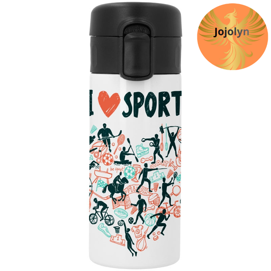 Edelstahl-Thermoskanne mit schwarzem Deckel, 350 ml, sublimierbar