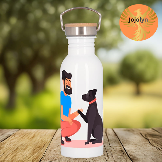 Edelstahlflasche 600 ml, sublimierbar, Bambusverschluss