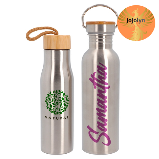 Edelstahlflasche mit Bambusverschluss