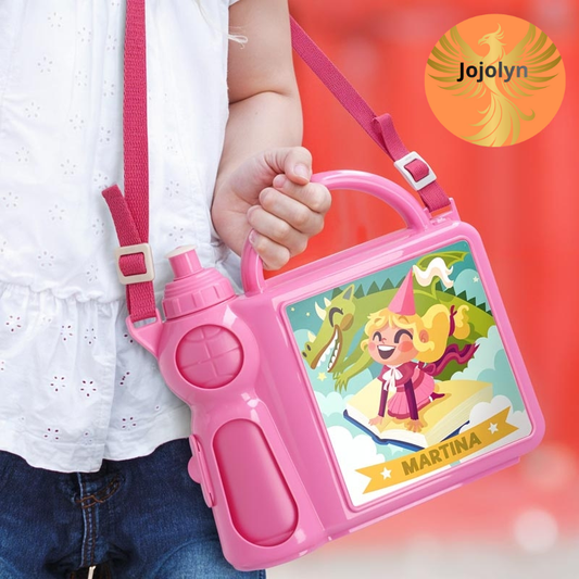 Sublimierbarer Lunchkoffer mit Flasche – personalisierbare Aluminiumplatte