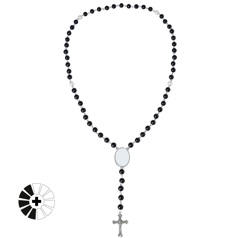 Rosenkranz mit schwarzen Perlen, sublimierbar