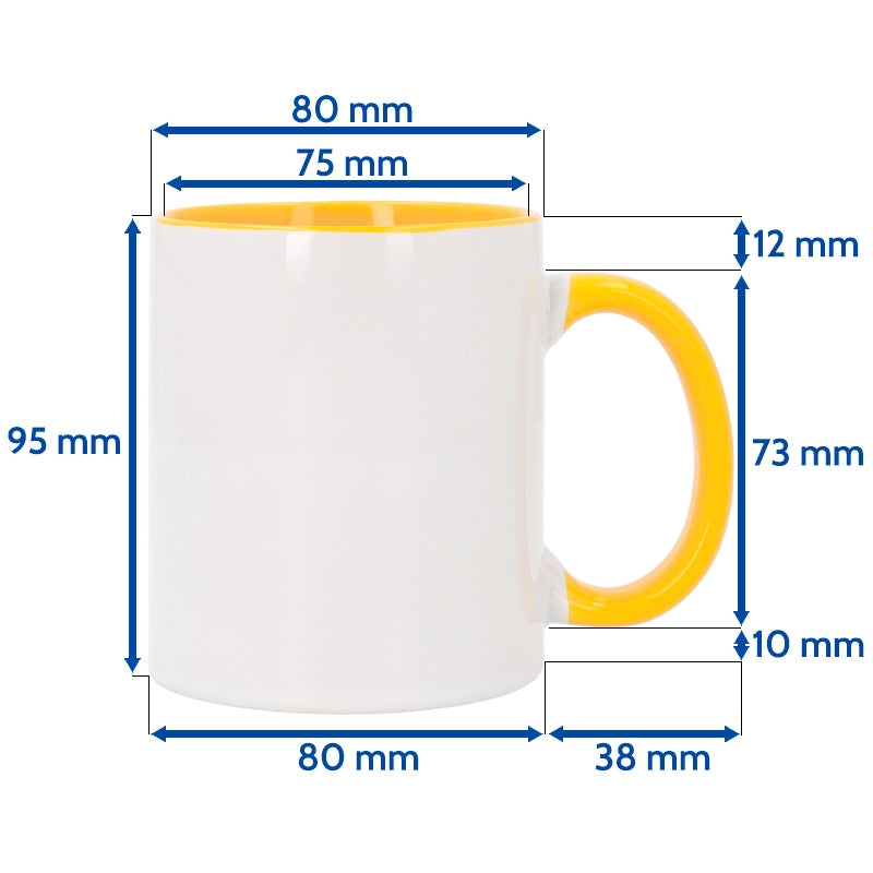 Sublimierbare Tasse mit farbiger Innenseite und Henkel
